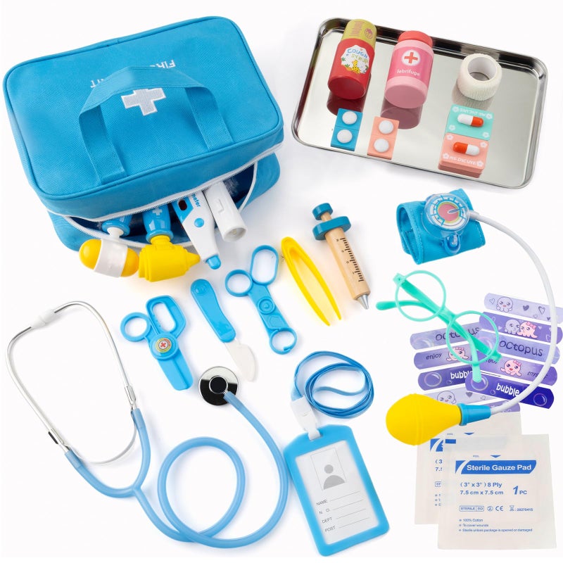XZZO Doctor Kit for Kids  36 Pcs Kids Doctor Play Set kit for Toddlers 3-5 with Medical Storage Bag & Real Stethoscope  Medical Kits Doctor Toys  Fun Doctor Role Playing Game Gift for Kids Toddlers - Image 3